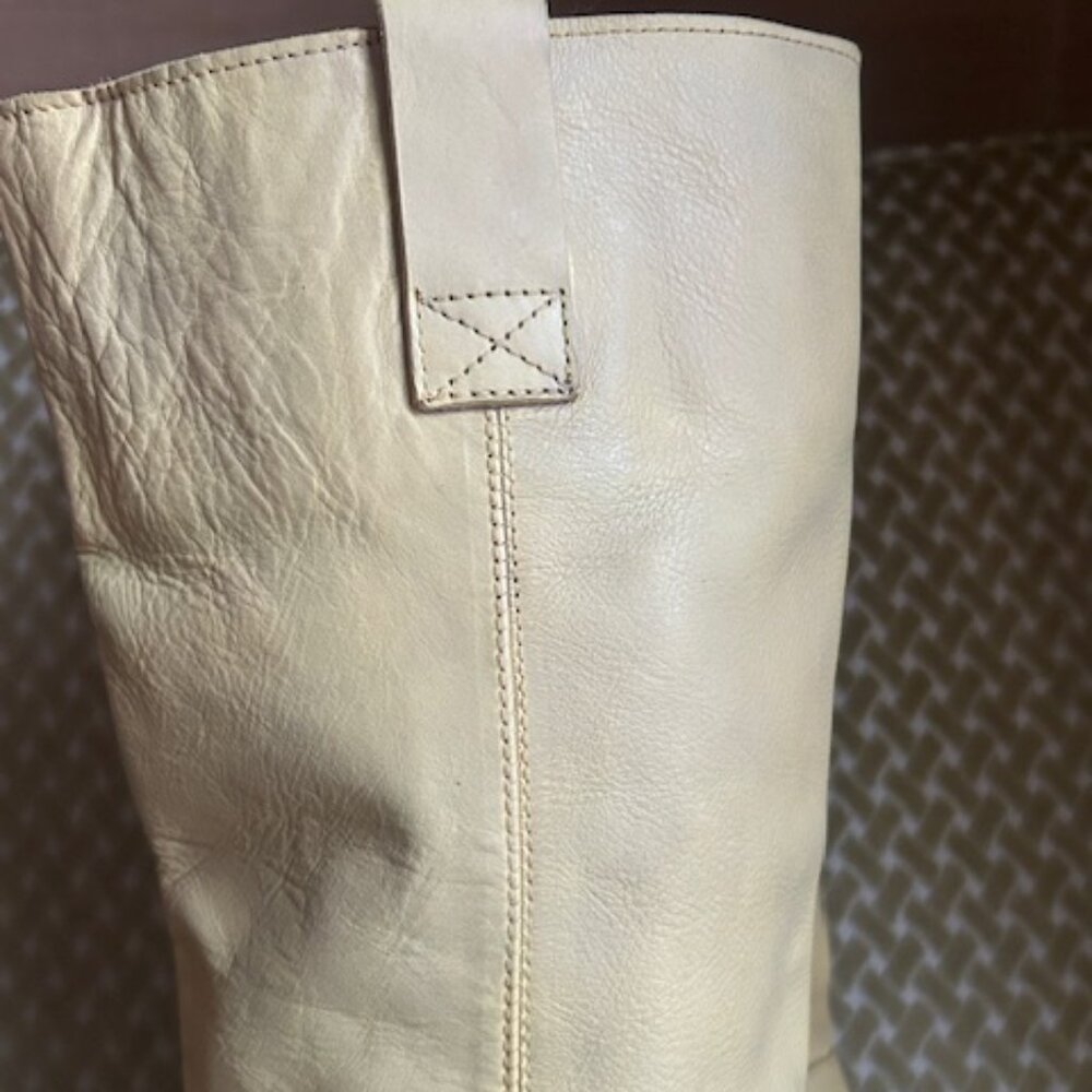 Urban Outfitters Tall Tan Lush Leather Slouch Pull On Boots - Picture 7 of 16